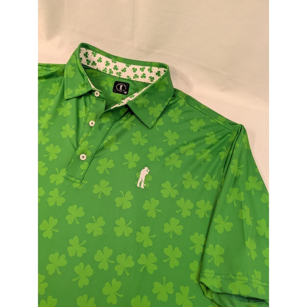 U Suck At Golf XXL Irish Clover Leaf Golf Polo Shirt St. Patricks Performance